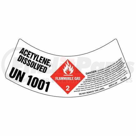57463 by JJ KELLER - Gas Cylinder Shoulder Labels - Flammable Gas - Flammable Gas Acetylene Dissolved 1001 Gas Cylinder Shoulder Label