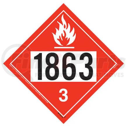 5753 by JJ KELLER - 1863 Placard - Class 3 Flammable Liquid - 20 mil Polystyrene, Unlaminated
