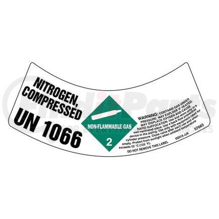 57665 by JJ KELLER - Gas Cylinder Shoulder Labels - Non-Flammable Gas - Non-Flammable Gas Nitrogen Compressed 1066 Gas Cylinder Shoulder Label