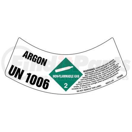 57666 by JJ KELLER - Gas Cylinder Shoulder Labels - Non-Flammable Gas - Non-Flammable Gas Argon 1006 Gas Cylinder Shoulder Label