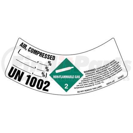 57667 by JJ KELLER - Gas Cylinder Shoulder Labels - Non-Flammable Gas - Non-Flammable Gas Air Compressed 1002 Gas Cylinder Shoulder Label