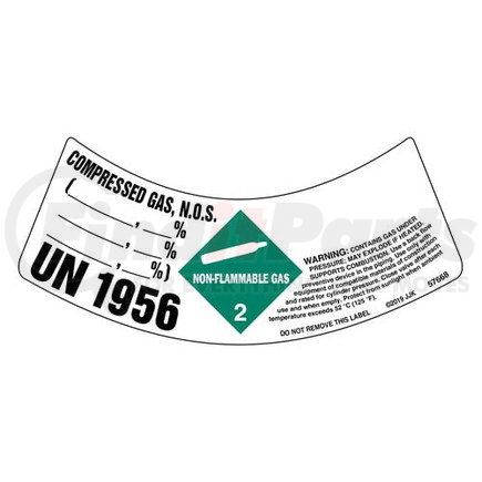 57668 by JJ KELLER - Gas Cylinder Shoulder Labels - Non-Flammable Gas - Non-Flammable Gas Compressed Gas N.O.S. 1956 Gas Cylinder Shoulder Label