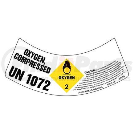 57670 by JJ KELLER - Gas Cylinder Shoulder Labels - Oxygen - Oxygen Compressed 1072 Gas Cylinder Shoulder Label