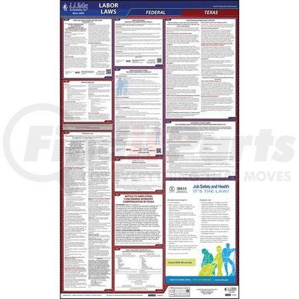 62918 by JJ KELLER - 2022 Texas & Federal Labor Law Posters - All-In-One State & Federal Poster (English), No Workers' Comp