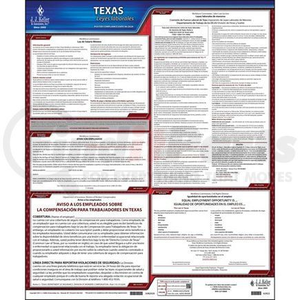 62922 by JJ KELLER - 2022 Texas & Federal Labor Law Posters - State Only Poster (Spanish), No Workers' Comp
