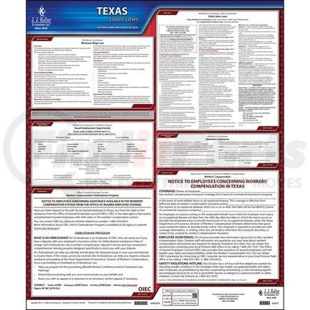 62923 by JJ KELLER - 2022 Texas & Federal Labor Law Posters - State Only Poster (English) w/ Workers' Comp