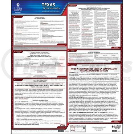 62924 by JJ KELLER - 2022 Texas & Federal Labor Law Posters - State Only Poster (Spanish) w/ Workers' Comp