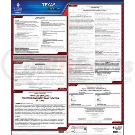 62925 by JJ KELLER - 2022 Texas & Federal Labor Law Posters - State Only Poster (English), No Workers' Comp