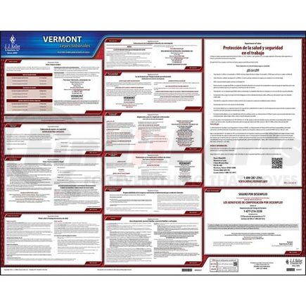 62937 by JJ KELLER - 2021 Vermont & Federal Labor Law Posters - State Only Poster (Spanish)