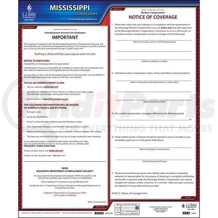 62846 by JJ KELLER - 2022 Mississippi & Federal Labor Law Posters - State Only Poster (English)