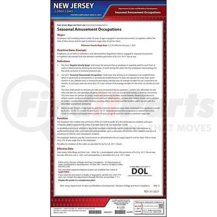 62995 by JJ KELLER - New Jersey Wage Orders - Seasonal Amusement Industry Wage Order