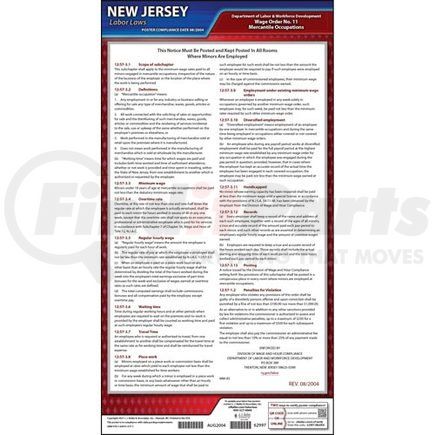 62997 by JJ KELLER - New Jersey Wage Orders - Minors in Mercantile Wage Order