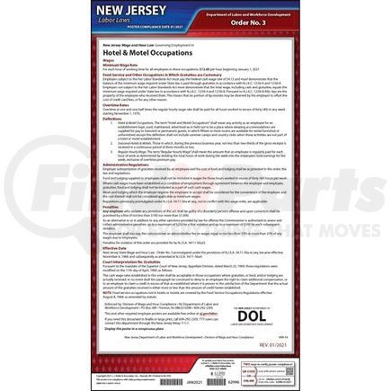 62996 by JJ KELLER - New Jersey Wage Orders - Hotel & Motel Industry Wage Order