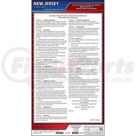 62998 by JJ KELLER - New Jersey Wage Orders - Minors in Beauty Culture Wage Order