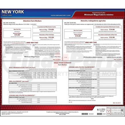 63001 by JJ KELLER - New York Industry-Specific Minimum Wage Posters - Farm Workers Minimum Wage Poster and Wage Order Summary