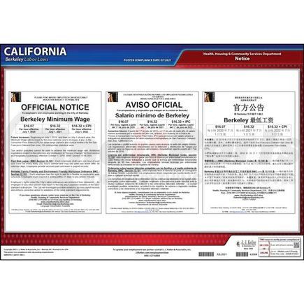 63008 by JJ KELLER - California / Berkeley Municipal Code Poster - Laminated Poster