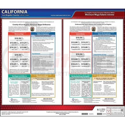63018 by JJ KELLER - California / Los Angeles County Minimum Wage Poster - Laminated Poster