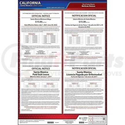 63037 by JJ KELLER - California / Santa Monica Municipal Code Poster - Laminated Poster