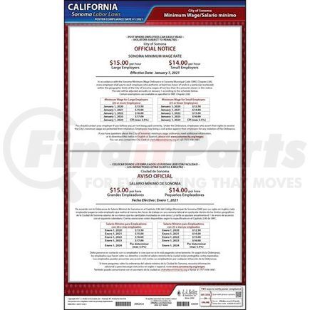 63039 by JJ KELLER - California / Sonoma Minimum Wage Poster - Laminated Poster