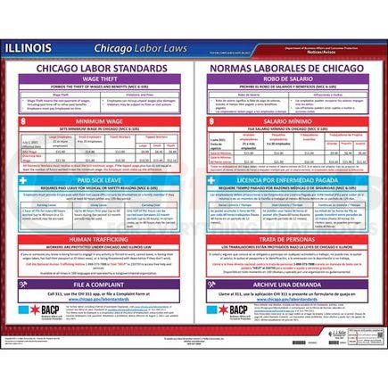 63044 by JJ KELLER - Illinois / Chicago Minimum Wage Poster - Laminated Poster