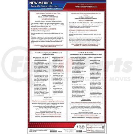 63053 by JJ KELLER - New Mexico / Bernalillo County Minimum Wage Poster - Laminated Poster