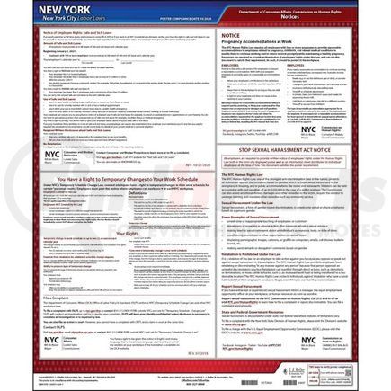 63057 by JJ KELLER - New York City Employment Laws Poster - Laminated Poster - English