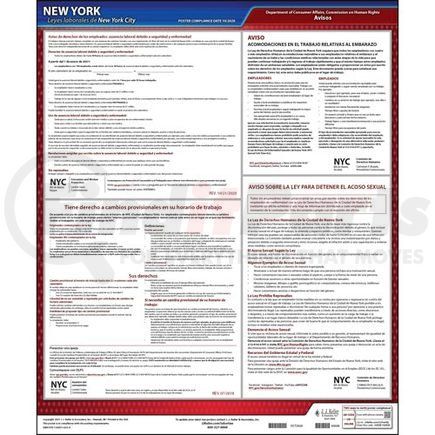 63058 by JJ KELLER - New York City Employment Laws Poster - Laminated Poster - Spanish