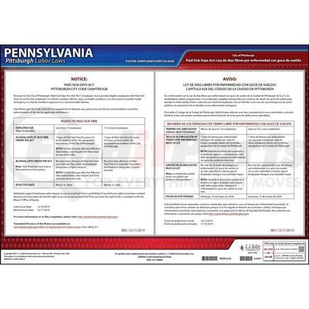 63061 by JJ KELLER - Pennsylvania/Pittsburgh Paid Sick Leave Poster - Pennsylvania / Pittsburgh Paid Sick Time Poster