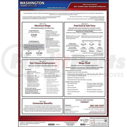 63063 by JJ KELLER - Washington / Seattle Municipal Code Poster - Laminated Poster - English