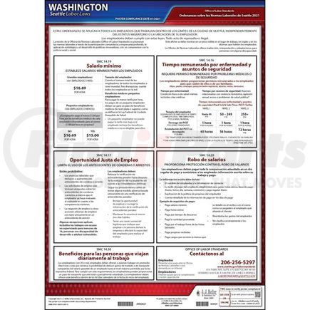 63064 by JJ KELLER - Washington / Seattle Municipal Code Poster - Laminated Poster - Spanish