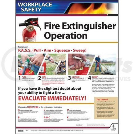 63394 by JJ KELLER - Fire Extinguisher Operation Workplace Safety Poster - English Poster