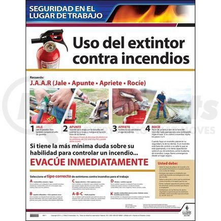 63395 by JJ KELLER - Fire Extinguisher Operation Workplace Safety Poster - Spanish Poster