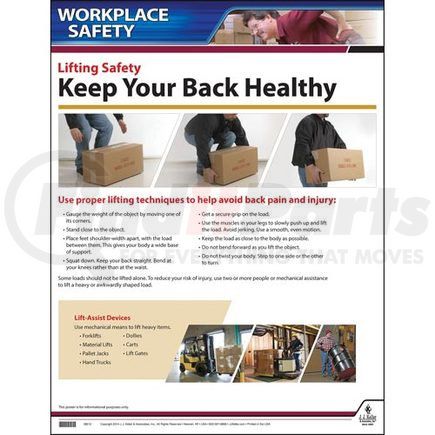 63396 by JJ KELLER - Backlifting Safety Instructional Chart - Laminated Poster