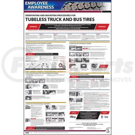63402 by JJ KELLER - Employee Awareness Poster Demounting and Mounting Procedures for Tubeless Truck Bus Tires OSHA 3401 - Laminated Poster