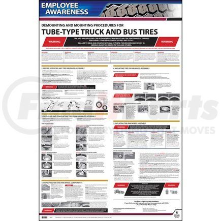 63403 by JJ KELLER - Employee Awareness Poster Demounting and Mounting Procedures for Tube Type Truck Bus Tires OSHA 3402 - Laminated Poster