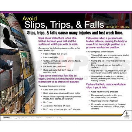 63406 by JJ KELLER - Slips Trips Falls Instructional Chart - Slips, Trips & Falls Instructional Chart