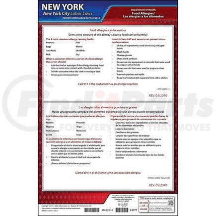 63077 by JJ KELLER - New York / New York City Food Service Poster - Laminated Poster