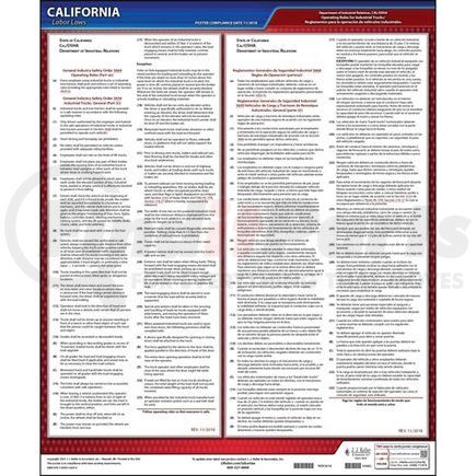 63082 by JJ KELLER - CAL/OSHA Operating Rules for Industrial Trucks (GISO 3650) Poster - Laminated Poster