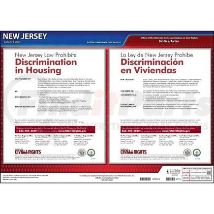 63113 by JJ KELLER - New Jersey Discrimination in Housing Poster - Laminated Poster
