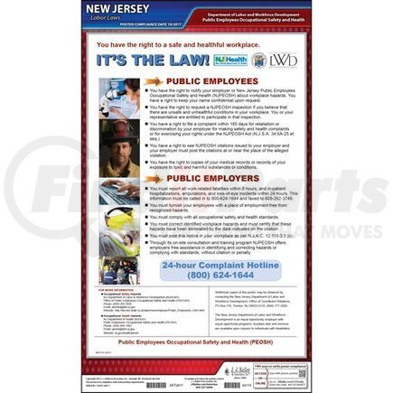 63115 by JJ KELLER - New Jersey Public Employer Occupational Safety & Health Poster - Laminated Poster