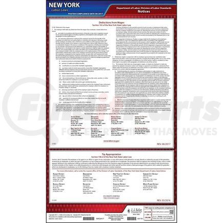 63118 by JJ KELLER - New York Wage Deductions & Tip Appropriation Poster - Laminated Poster