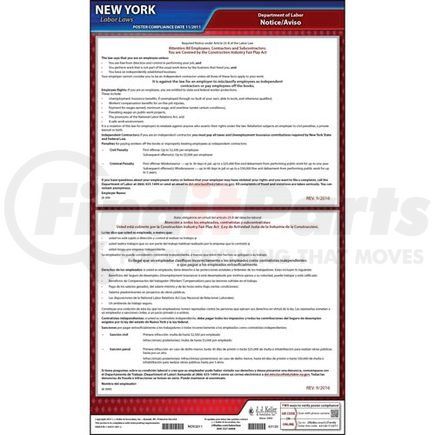 63120 by JJ KELLER - New York Construction Industry Fair Play Act Poster - Laminated Poster