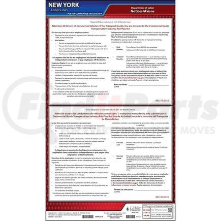 63121 by JJ KELLER - New York Transportation Industry Fair Play Act Poster - Laminated Poster