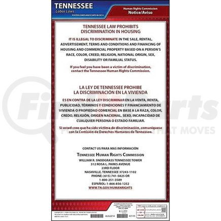 63135 by JJ KELLER - Tennessee Discrimination in Housing Poster - Laminated Poster