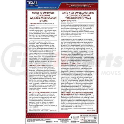 63140 by JJ KELLER - Texas Notice 10 Workers' Compensation Coverage (Self-Insurance Group) Poster - Laminated Poster