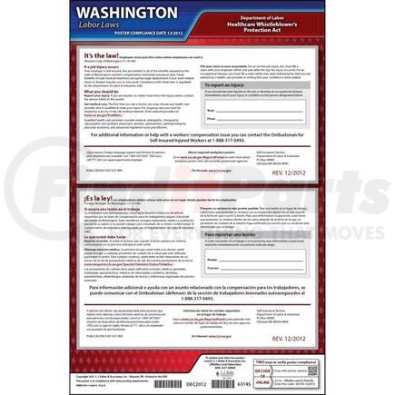 63145 by JJ KELLER - WA Notice to Employees-If Self Insured/ Ombudsman - Laminated Poster