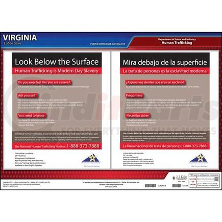 63144 by JJ KELLER - Virginia Human Trafficking Poster - Laminated Poster