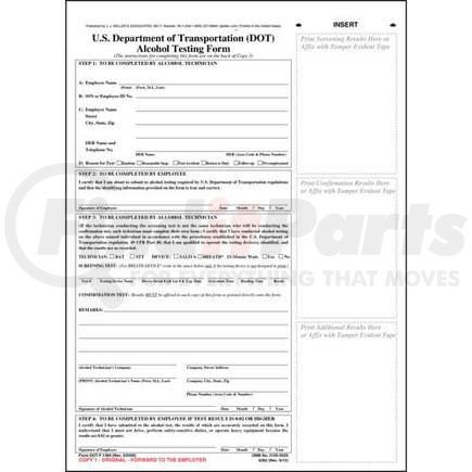 6362 by JJ KELLER - U.S. DOT Alcohol Testing Form w/ 1-Line Street Address - U.S. DOT Alcohol Testing Form