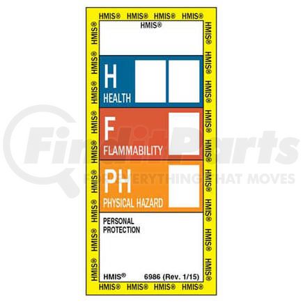 6986 by JJ KELLER - HMIS III Labels - Rectangular - 1-1/4" x 2-7/8" Roll