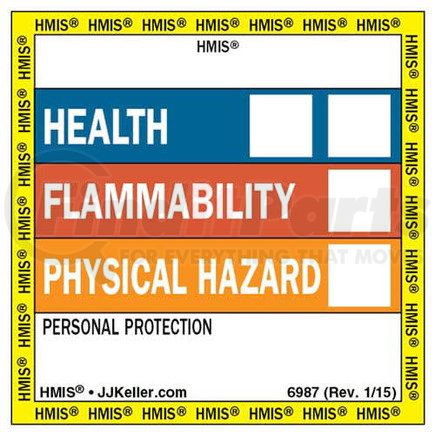 6987 by JJ KELLER - HMIS III Labels - Square - 2" x 2" Roll, High Gloss Paper